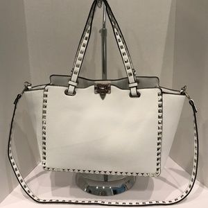 White studded handbag